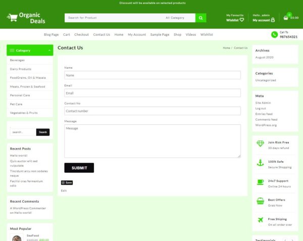 Organic food Website - Image 3